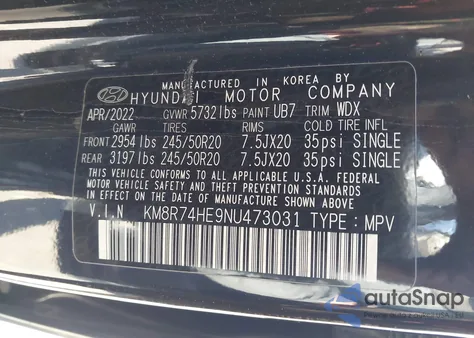 2022 Hyundai Palisade Calligraphy from USA, damaged, VIN KM8R74HE9NU473031